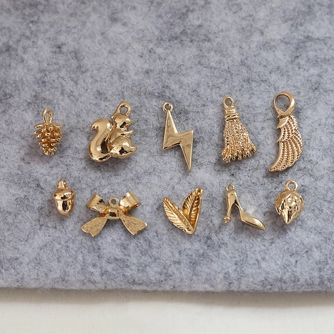 DIY Gold Alloy Pendants Squirrel Pine Cone Shape For Jewelry Making Necklace Bracelet Accessory Polished Metal Charm