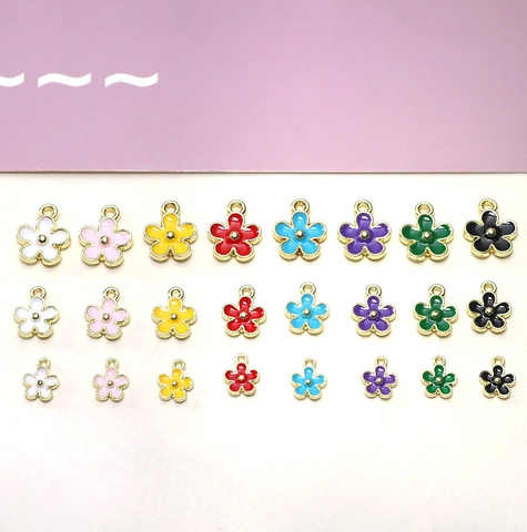 Enamel Flower Charms Alloy Five-Petal Floral Pendants For DIY Jewelry Making Earrings Necklace Bracelet Crafting Women Accessory