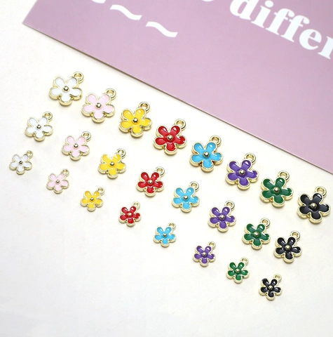 Enamel Flower Charms Alloy Five-Petal Floral Pendants For DIY Jewelry Making Earrings Necklace Bracelet Crafting Women Accessory