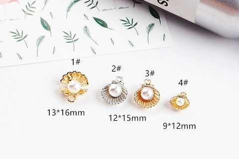 Ciondoli in Lega a Forma di Conchiglia con Perla Artificiale per Fai da Te Orecchini Collane Accessori Stile Coreano Oro Argento