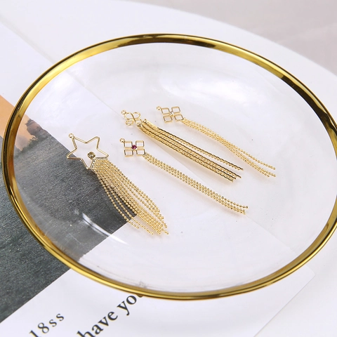 DIY Jewelry Findings Real Gold Plated Alloy Tassel Pendants Star Flower Geometric Charms For Earrings Necklaces Making