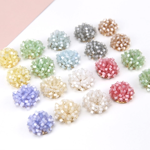 Handmade Beaded Round Cluster Flower DIY Jewelry Accessories For Earring Keychain Hyuna Style Resin Bead Pendant Macaron Color