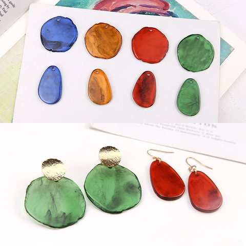 Irregular Resin Pendants For DIY Jewelry Making Vintage Marble Smudge Pattern Round Teardrop Charms Earring Findings Material