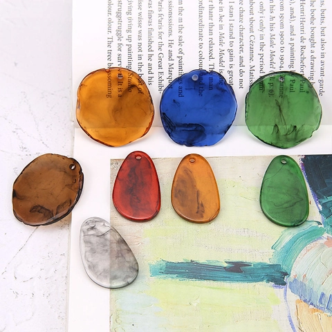 Irregular Resin Pendants For DIY Jewelry Making Vintage Marble Smudge Pattern Round Teardrop Charms Earring Findings Material