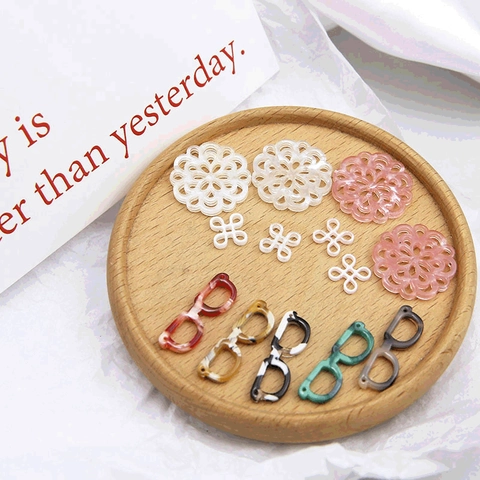 Korean Style Vintage Cellulose Acetate Glasses Flower Chinese Knot Charms For DIY Jewelry Making Accessories Earring Pendants