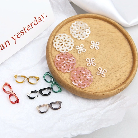 Korean Style Vintage Cellulose Acetate Glasses Flower Chinese Knot Charms For DIY Jewelry Making Accessories Earring Pendants