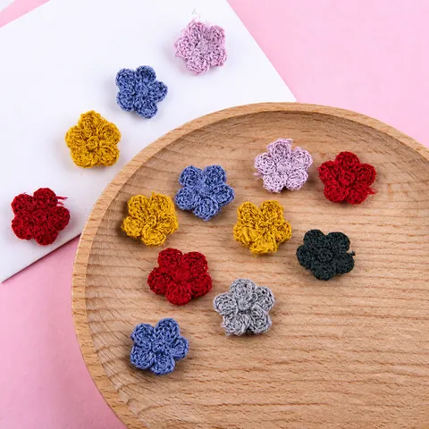 Accessoires DIY Fleur en Fil Tricoté Style Mori pour Pinces à Cheveux Boucles d'Oreilles Décoration de Vêtements Matériel de Patch Floral