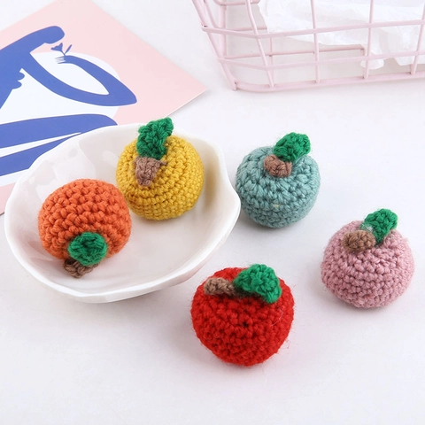 Handmade Knitted Woolen Yarn Fruit Mini Pendants For DIY Jewelry Making Bag Accessories Cute 3D Apple Fruit Decorations