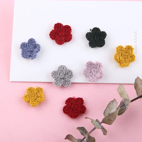 Accessori Fai da Te in Filato di Fiori Lavorati a Maglia Stile Mori per Mollette Orecchini Decorazione Abbigliamento Materiale Patch Floreale