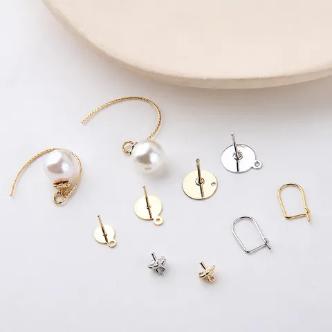 Fournitures de Fabrication de Bijoux DIY Plaqué Or 18K Tige de Boucle d'Oreille Plate avec Boucle Tige en Argent 925