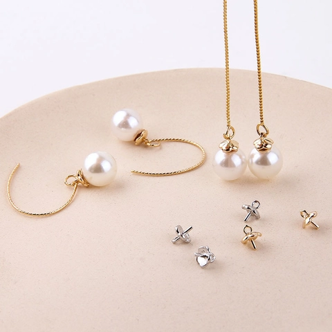 DIY Jewelry Making Findings 18K Gold Plated Flat Earring Post With Loop 925 Sterling Silver Post Ear Hook Flower Cap Crafting