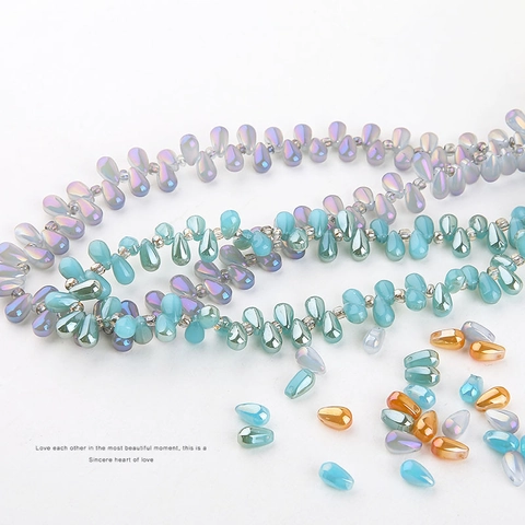 Iridescent AB Teardrop Glass Beads 6x10mm Mermaid Tears Loose Beads For DIY Earrings Necklace Bracelet Jewelry Making Accessories