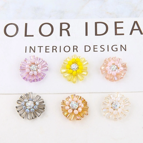 Ciondoli a Forma di Fiore Fatti a Mano in Stile Coreano Perle di Vetro con Strass per Creazione Gioielli Fai da Te