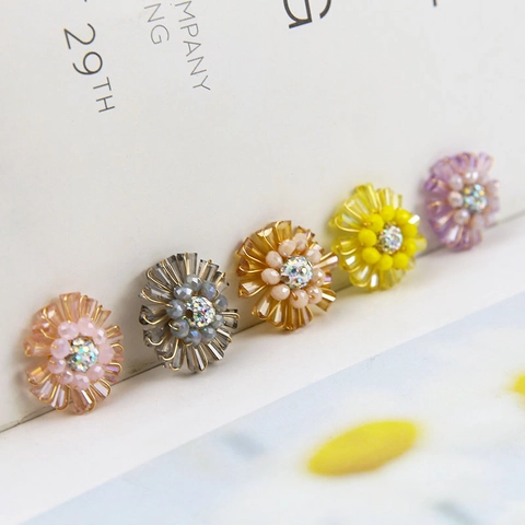 Ciondoli a Forma di Fiore Fatti a Mano in Stile Coreano Perle di Vetro con Strass per Creazione Gioielli Fai da Te