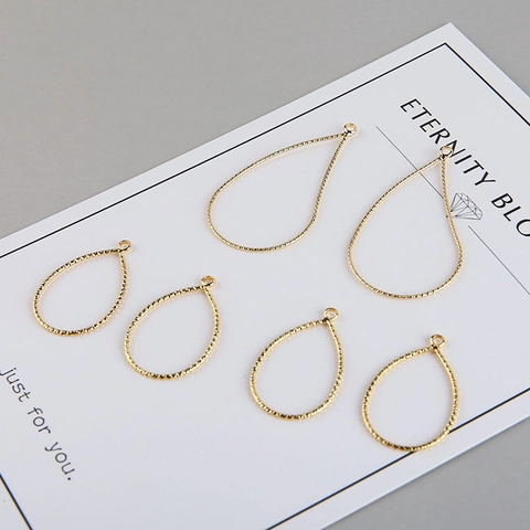 Accesorios de Joyería DIY de Cobre Chapado en Oro 18K Marco de Gota de Agua Hueco Perla Artificial Envuelta en Alambre para Pendientes