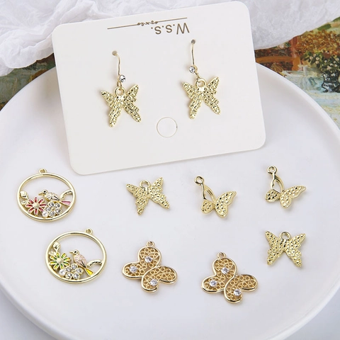 Legierung Emaille Vogel Kranz Schmetterling Anhänger Mit Strass Künstliche Perlenimitat Für DIY Halskette Ohrringe Schmuckherstellung