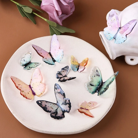 Fairy Japanese Style Resin Gold Foil Gradient Butterfly Patch DIY Handmade Jewelry Findings For Hairpins Accessories Materials