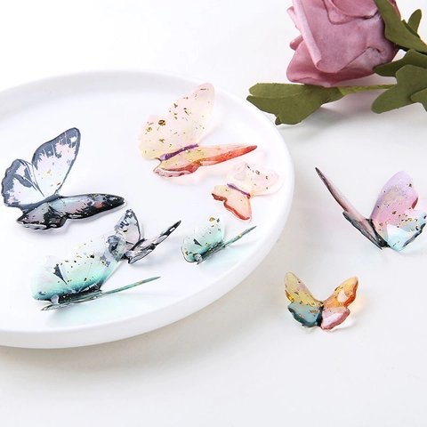 Fairy Japanese Style Resin Gold Foil Gradient Butterfly Patch DIY Handmade Jewelry Findings For Hairpins Accessories Materials