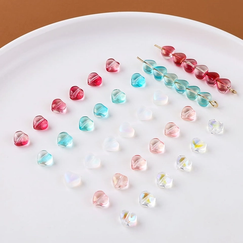 Mini Herzförmige Irisierende Lampwork Glasperlen Für DIY Schmuckherstellung Armband Halskette Ohrringe Handgefertigt Materialien