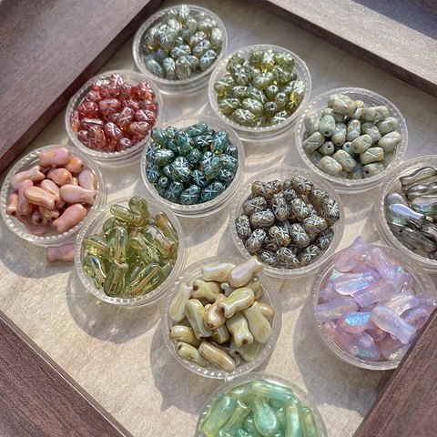 Handmade Glass Fish Beads Cross Pattern Spacer Beads Vintage Czech DIY Jewelry Making Accessories Colorful Glass Beads