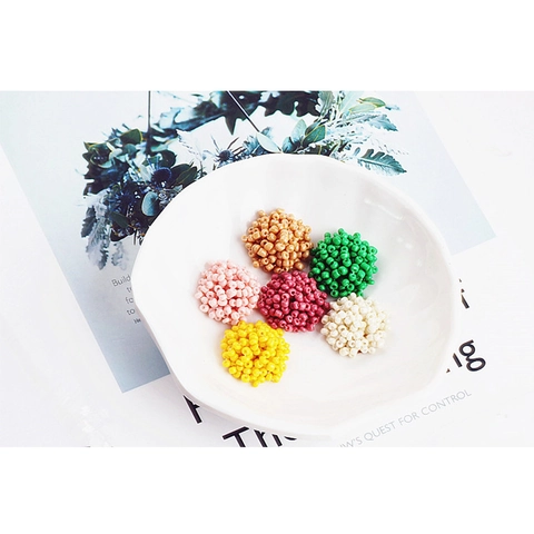 Handmade Woven Glass Seed Bead Ball Flower Tray Pendants For DIY Earring Hair Accessory Jewelry Making Supplies