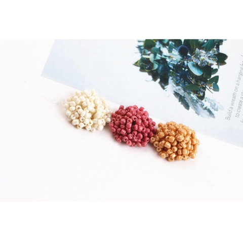 Handmade Woven Glass Seed Bead Ball Flower Tray Pendants For DIY Earring Hair Accessory Jewelry Making Supplies