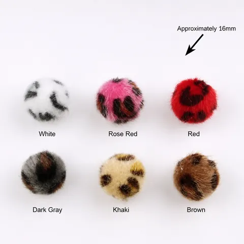 Ciondoli Pompon con Stampa Leopardata in Pelliccia Artificiale e Cappuccio in Lega Charms a Sfera in Peluche per Gioielli Fai da Te