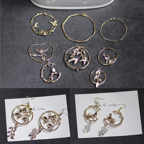 Colgante De Pájaro De Bosque De Cobre Chapado En Oro Material De Joyería DIY Para Pendientes Collar Pulsera Accesorios