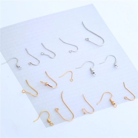 18K Gold Plated Copper Earring Hooks DIY Jewelry Making Findings Handmade Earrings Fish Hook Accessories Gold Silver Tones