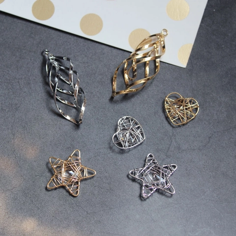 Pendentifs Spirale Étoile Coeur en Cuivre Plaqué Or Véritable 18K pour la Fabrication de Bijoux DIY Boucle d'Oreille Bracelet Fournitures Accessoires Minimalistes
