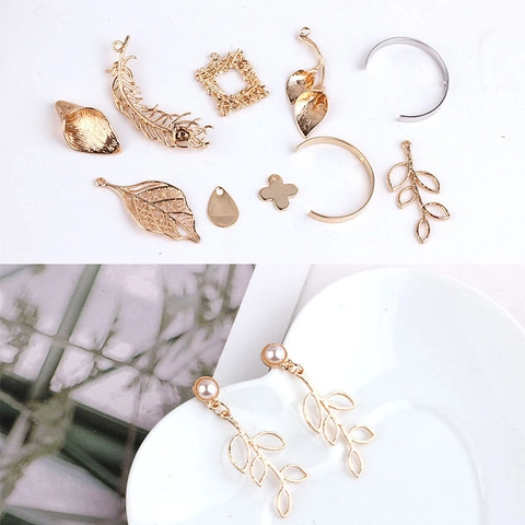 18K Verguld Koper Blad Veer DIY Sieraden Charms Hangers Voor Oorbel Ketting Maken Handgemaakte Knutselbenodigdheden