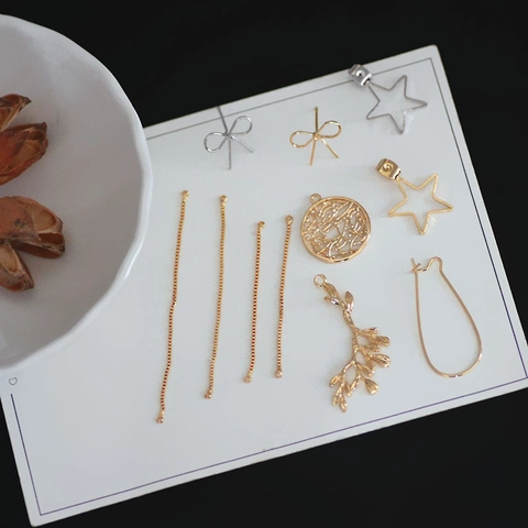 DIY Jewelry Making Accessories Metal Alloy Plated Bow Star Tree Branch Chain Pendant Earring Findings For Women Jewelry Design