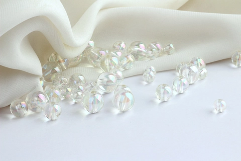 Iridescent Acrylic Bubble Beads For DIY Jewelry Making Clear Rainbow AB Plated Round Loose Beads Earrings Bracelet Supplies