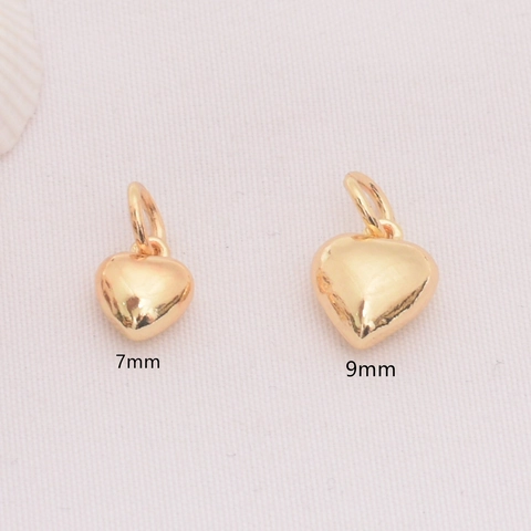 14K Gold Plated Copper Solid 3D Heart Pendant Only Without Chain Simple DIY Love Charms For Jewelry Making Bracelet Beads