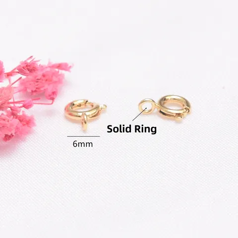 14K Gold Plated Copper Spring Ring Clasp With Closed Jump Ring For Necklace Bracelet Connector DIY Jewelry Making Findings