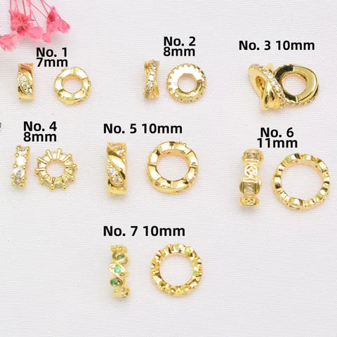 Cuentas Espaciadoras de Rueda Redonda de Cobre Circonia Bañado en Oro 14K 18K DIY Joyería Para Pulsera Collar