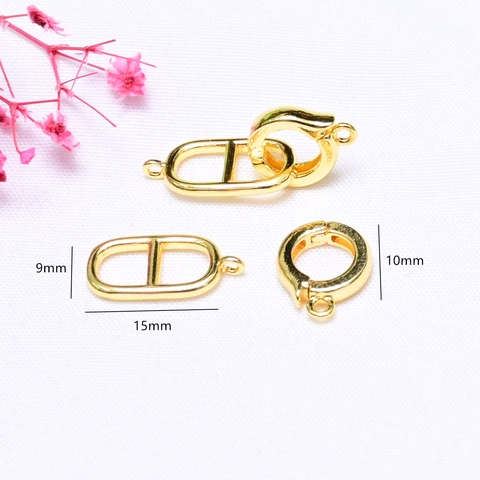 Chiusura a Naso di Maiale in Rame Placcato Oro 14K Connettore per Gioielli Fai da Te per Collana Bracciale Risparmio Colore Accessori in Metallo