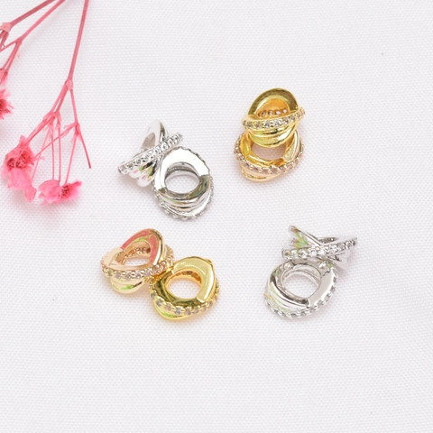 Cuentas Espaciadoras de Rueda Redonda de Cobre Circonia Bañado en Oro 14K 18K DIY Joyería Para Pulsera Collar