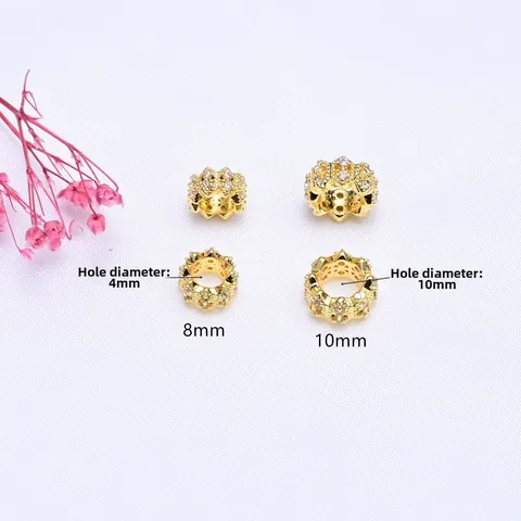Cuentas Espaciadoras Redondas de Cobre con Micro Pave de Diamantes para Creación de Joyas Pulseras Collares DIY Piezas de Metal