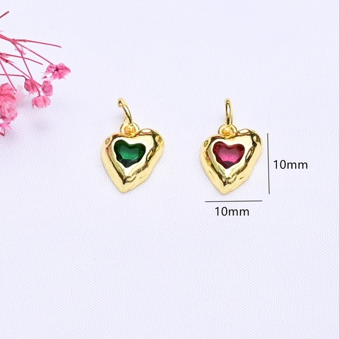 Kupfer Herzform Zirkonia Anhänger DIY Schmuck Charms Galvanisiert Gold Silber Für Halskette Armband Schmuckherstellung