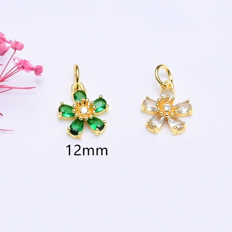 14K Gold Plated Zirconia Five-Petal Flower Pendant Copper Creative DIY Jewelry Making Charms For Bracelet Necklace Women