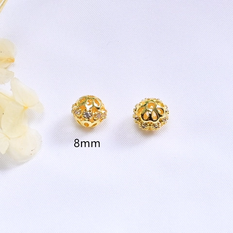 Micro Inlaid Zirconia Hollow Sphere Copper Beads Gold Plated Round Spacer Beads For DIY Bracelet Necklace Jewelry Making