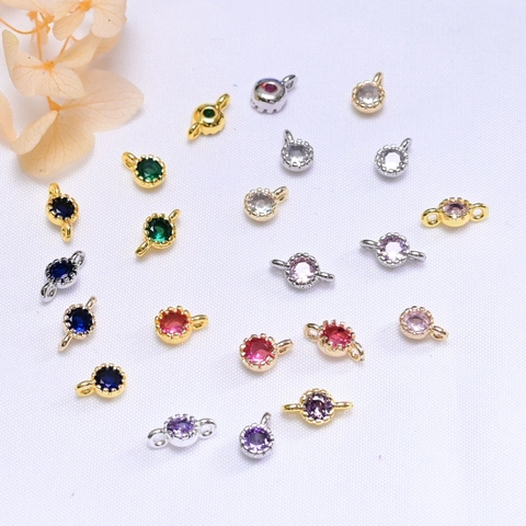 Alloy Zirconia Round Gear Connector Charms 14K Gold Plated Color Retention Micro Pave Zirconia DIY Jewelry Findings
