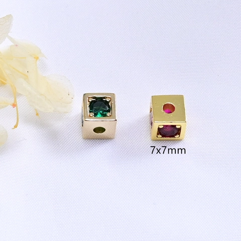 Copper Square Spacer Beads Micro Pave Rhinestone Cube Beads DIY Bracelet Stringing Beads Jewelry Making Accessories Gold Silver Plated