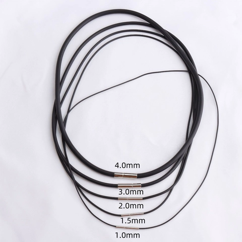 Black Rubber Silicone Necklace Cord With Silver Alloy Clasp DIY Jewelry Making String For Pendants Men Women Accessories