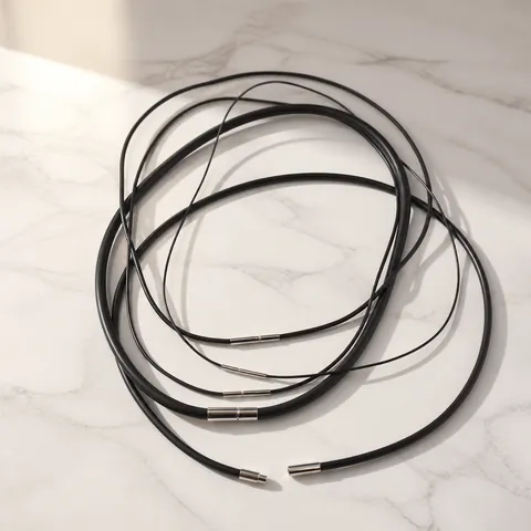 Black Rubber Silicone Necklace Cord With Silver Alloy Clasp DIY Jewelry Making String For Pendants Men Women Accessories