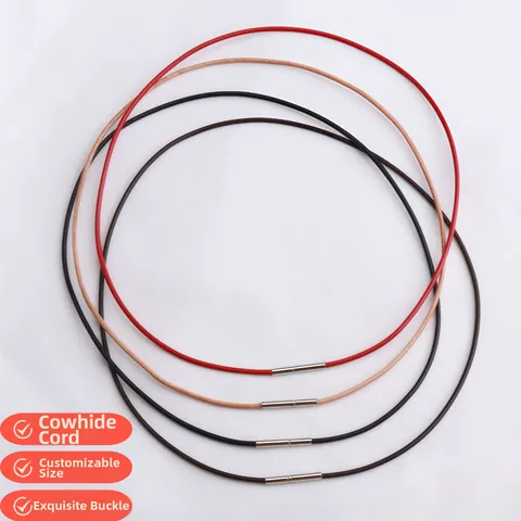 DIY Jewelry Making Cowhide Cord Necklace Pendant Lanyard With Copper Clasp Handmade Fashion Jewelry Findings For Men Women