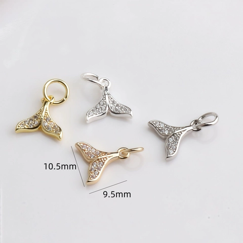 Copper Micro Inlaid Zircon Moon Star Fish Tail Charms Pendant Only Gold Silver Plated DIY Jewelry Making Accessories Material