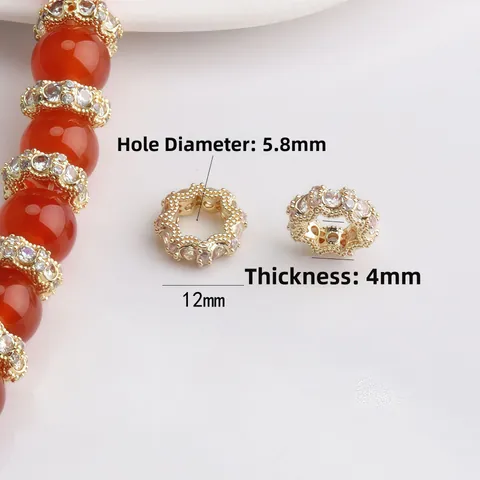 14K Goud Verguld Koper Zirkonia Tussenkralen Groot Gat Holle Geschulpte Rand Sieraden Maken DIY Accessoires