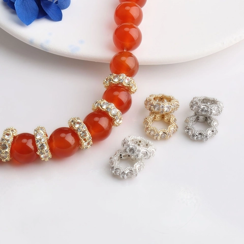 14K Goud Verguld Koper Zirkonia Tussenkralen Groot Gat Holle Geschulpte Rand Sieraden Maken DIY Accessoires